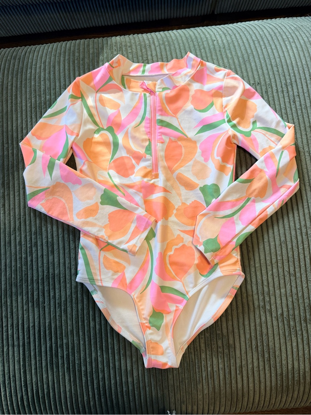 Carter’s Kid Girls Floral Long Sleeve Rash Guard Swimsuit Sz 10